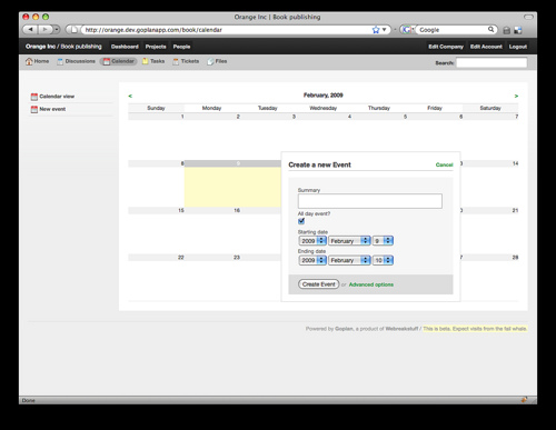 Goplan 2: Calendar