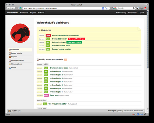 Goplan 2 - Streamlined dashboard