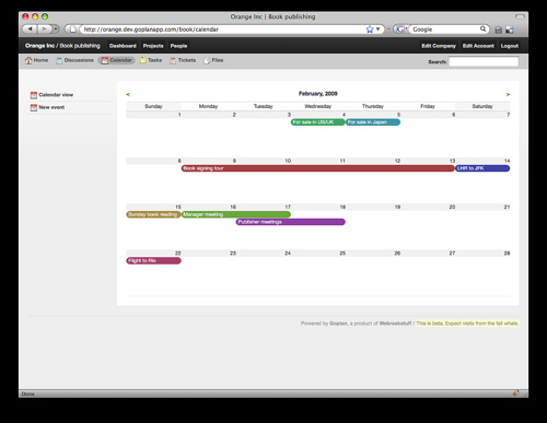Goplan 2: Calendar